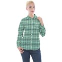 Cute Flowers Vines Pattern Pastel Green Women s Long Sleeve Pocket Shirt View1