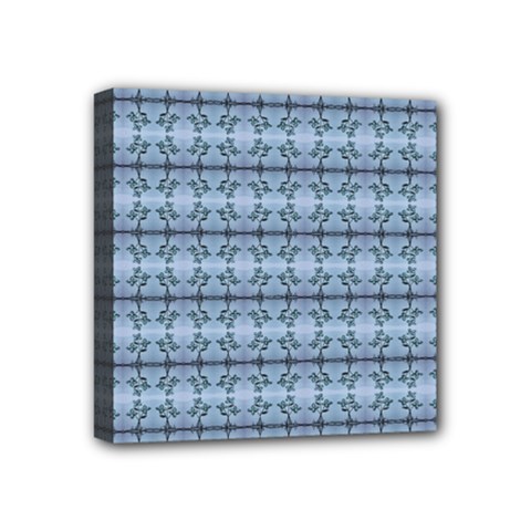 Cute Flowers Pattern Pastel Blue Mini Canvas 4  X 4  (stretched) by BrightVibesDesign