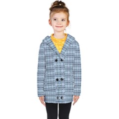 Cute Flowers Pattern Pastel Blue Kids  Double Breasted Button Coat by BrightVibesDesign