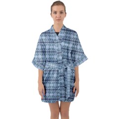 Cute Flowers Pattern Pastel Blue Quarter Sleeve Kimono Robe by BrightVibesDesign