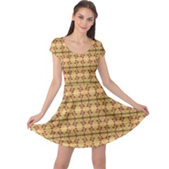 Cute Flowers Pattern Yellow Cap Sleeve Dress by BrightVibesDesign