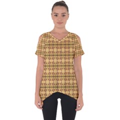 Cute Flowers Pattern Yellow Cut Out Side Drop Tee by BrightVibesDesign