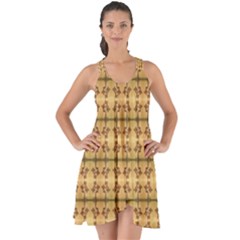 Cute Flowers Pattern Yellow Show Some Back Chiffon Dress by BrightVibesDesign