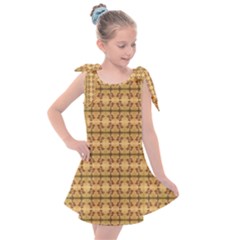 Cute Flowers Pattern Yellow Kids  Tie Up Tunic Dress by BrightVibesDesign