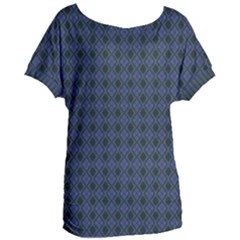 Argyle Dark Purple Black Pattern Women s Oversized Tee by BrightVibesDesign