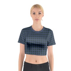 Argyle Dark Purple Black Pattern Cotton Crop Top by BrightVibesDesign