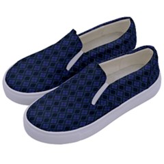 Argyle Dark Purple Black Pattern Kids  Canvas Slip Ons by BrightVibesDesign