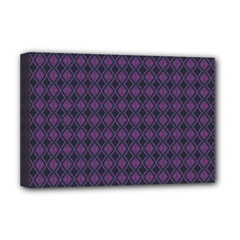 Argyle Dark Pink Black Pattern Deluxe Canvas 18  X 12  (stretched) by BrightVibesDesign