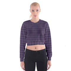 Argyle Dark Pink Black Pattern Cropped Sweatshirt by BrightVibesDesign