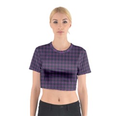 Argyle Dark Pink Black Pattern Cotton Crop Top by BrightVibesDesign