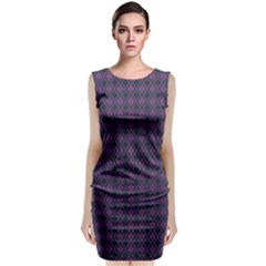 Argyle Dark Pink Black Pattern Classic Sleeveless Midi Dress by BrightVibesDesign