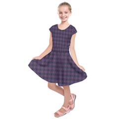 Argyle Dark Pink Black Pattern Kids  Short Sleeve Dress by BrightVibesDesign