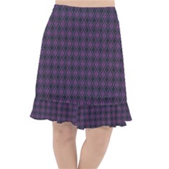 Argyle Dark Pink Black Pattern Fishtail Chiffon Skirt