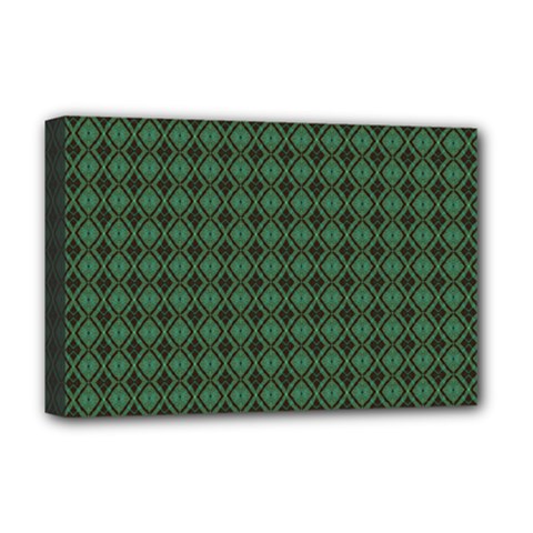 Argyle Dark Green Brown Pattern Deluxe Canvas 18  X 12  (stretched) by BrightVibesDesign