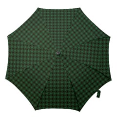 Argyle Dark Green Brown Pattern Hook Handle Umbrellas (small) by BrightVibesDesign