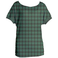 Argyle Dark Green Brown Pattern Women s Oversized Tee by BrightVibesDesign