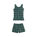 Argyle Dark Green Brown Pattern Kids  Boyleg Swimsuit View1