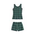 Argyle Dark Green Brown Pattern Kids  Boyleg Swimsuit View2