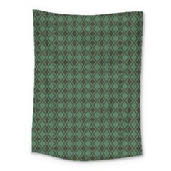 Argyle Dark Green Brown Pattern Medium Tapestry by BrightVibesDesign