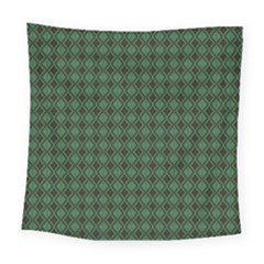 Argyle Dark Green Brown Pattern Square Tapestry (large) by BrightVibesDesign