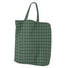 Argyle Dark Green Brown Pattern Giant Grocery Tote by BrightVibesDesign