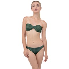 Argyle Dark Green Brown Pattern Classic Bandeau Bikini Set by BrightVibesDesign