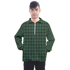 Argyle Dark Green Brown Pattern Men s Half Zip Pullover