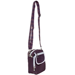 Argyle Dark Purple Yellow Pattern Shoulder Strap Belt Bag