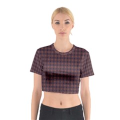 Argyle Dark Purple Yellow Pattern Cotton Crop Top by BrightVibesDesign