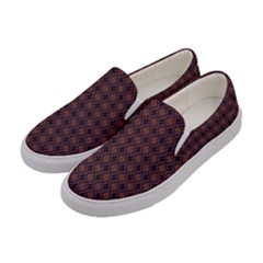 Argyle Dark Purple Yellow Pattern Women s Canvas Slip Ons by BrightVibesDesign