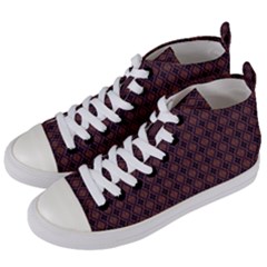 Argyle Dark Purple Yellow Pattern Women s Mid-top Canvas Sneakers by BrightVibesDesign