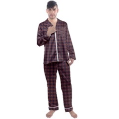 Argyle Dark Purple Yellow Pattern Men s Satin Pajamas Long Pants Set by BrightVibesDesign