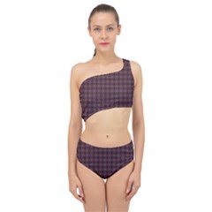 Argyle Dark Purple Yellow Pattern Spliced Up Two Piece Swimsuit by BrightVibesDesign