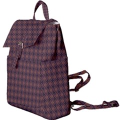 Argyle Dark Purple Yellow Pattern Buckle Everyday Backpack