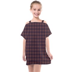 Argyle Dark Purple Yellow Pattern Kids  One Piece Chiffon Dress