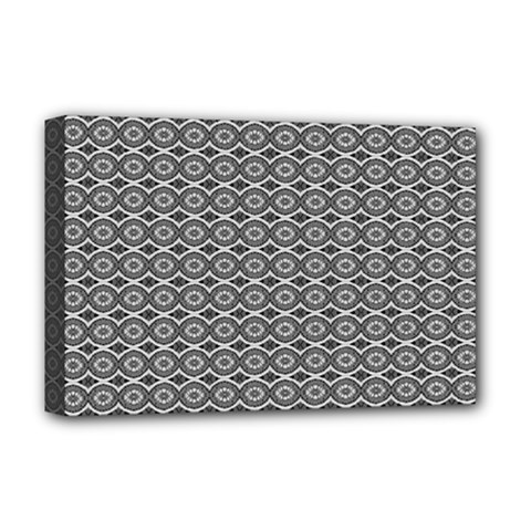 Ornate Oval Pattern Grey Black White Deluxe Canvas 18  X 12  (stretched) by BrightVibesDesign