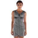 Ornate Oval Pattern Grey Black White Wrap Front Bodycon Dress View1