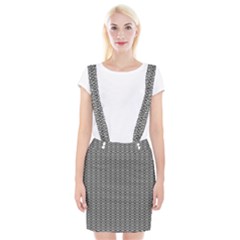 Ornate Oval Pattern Grey Black White Braces Suspender Skirt by BrightVibesDesign