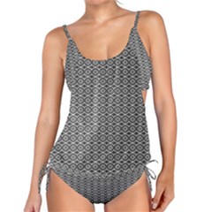 Ornate Oval Pattern Grey Black White Tankini Set by BrightVibesDesign