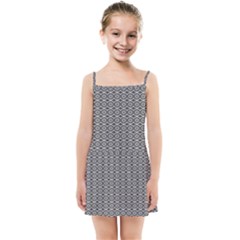 Ornate Oval Pattern Grey Black White Kids  Summer Sun Dress by BrightVibesDesign