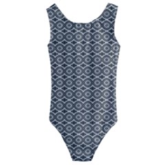 Ornate Oval Pattern Grey Black White Kids  Cut-out Back One Piece Swimsuit by BrightVibesDesign