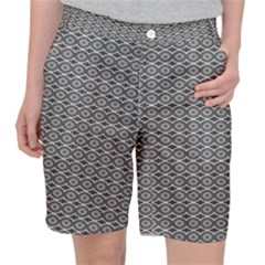 Ornate Oval Pattern Grey Black White Pocket Shorts by BrightVibesDesign