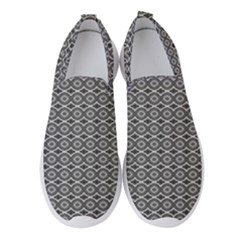 Ornate Oval Pattern Grey Black White Women s Slip On Sneakers by BrightVibesDesign