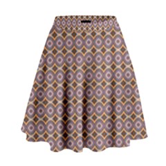 Ornate Oval  Pattern Yellow Blue High Waist Skirt by BrightVibesDesign