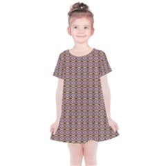 Ornate Oval  Pattern Yellow Blue Kids  Simple Cotton Dress by BrightVibesDesign