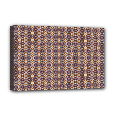 Ornate Oval Pattern Brown Blue Deluxe Canvas 18  X 12  (stretched) by BrightVibesDesign