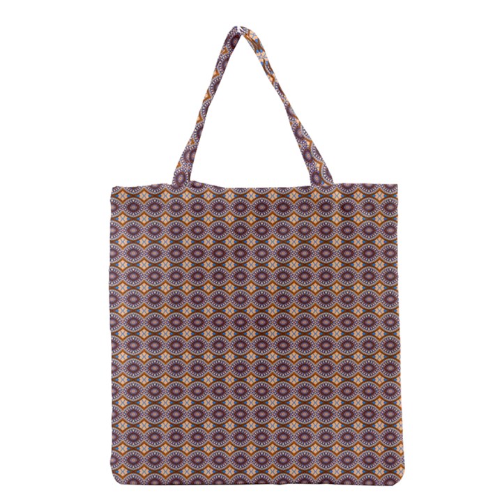 Ornate Oval Pattern Brown Blue Grocery Tote Bag