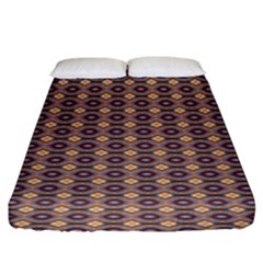 Ornate Oval Pattern Brown Blue Fitted Sheet (king Size) by BrightVibesDesign