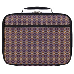 Ornate Oval Pattern Brown Blue Full Print Lunch Bag by BrightVibesDesign