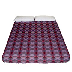 Ornate Oval  Pattern Red Pink Fitted Sheet (queen Size) by BrightVibesDesign